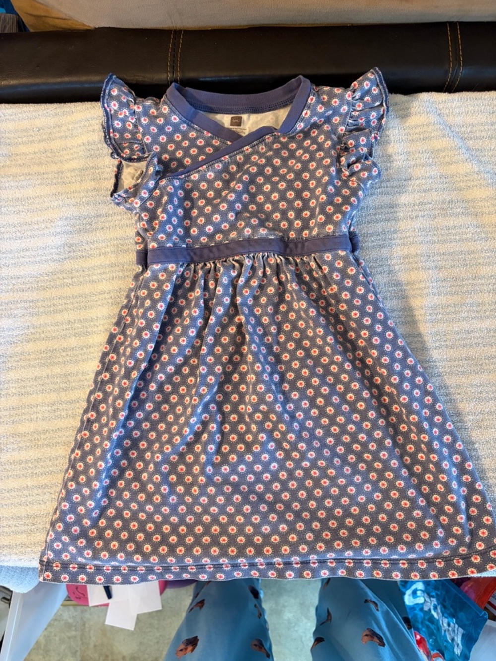 Tea Collection Navy Blue Floral Wrap-Style Dress